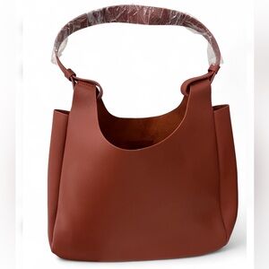 Neiman Marcus Vegan Leather Hobo Tote Bag Cognac Brown NWOT